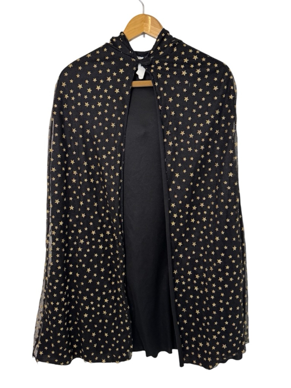 Target Kids Hooded Cape Size OSFM Black with Gold Star Print Celestial